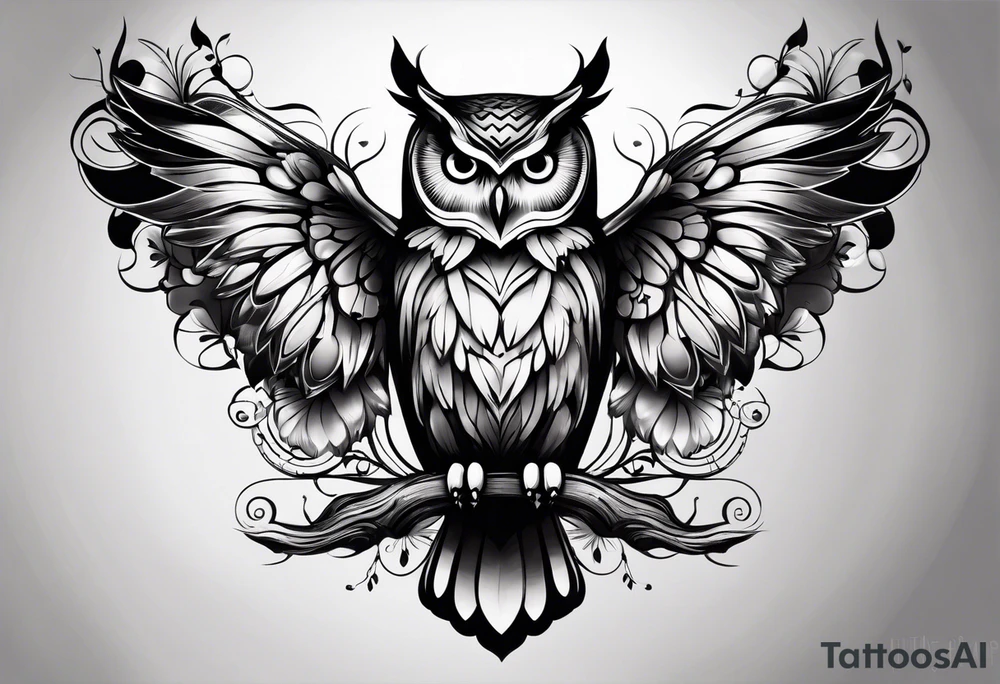 Owl and butterfly tattoo idea