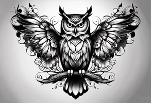 Owl and butterfly tattoo idea