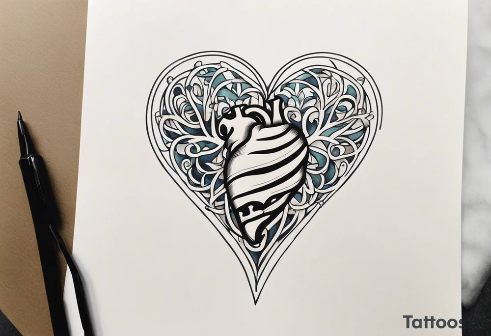 Bone in the shape of a heart tattoo idea