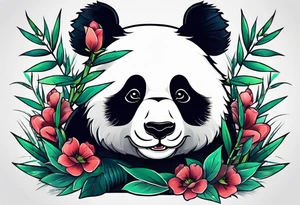 Cute panda only face with bamboo tattoo idea