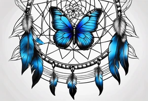 Blue butterfly dream catcher tattoo idea