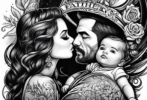 little girl with her dad and the word father tattoo idea