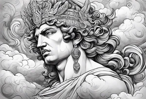 Greek god in the clouds tattoo idea