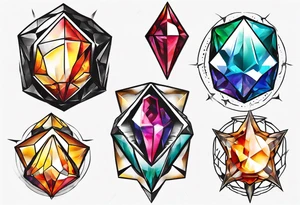 7 chaos emeralds in different colors inspired by sonic the hedgehog 2 tattoo idea