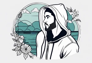 Guy wearing a hoodie tattoo idea