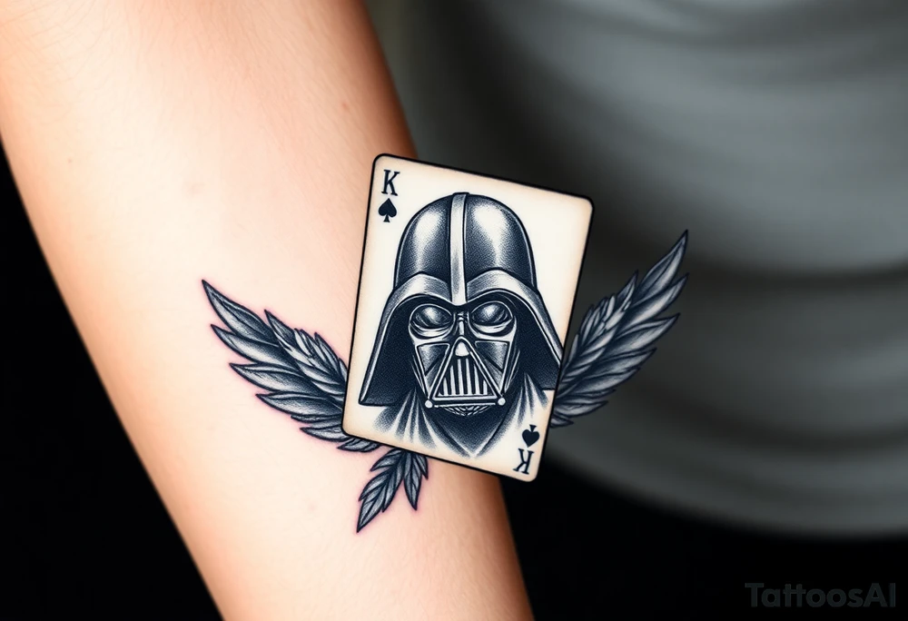 deck of cards, Darth vader, black feathers. princess crown tattoo idea