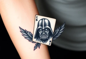 deck of cards, Darth vader, black feathers. princess crown tattoo idea