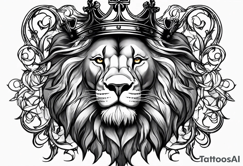 Lion and lamb with crown of thorns tattoo idea