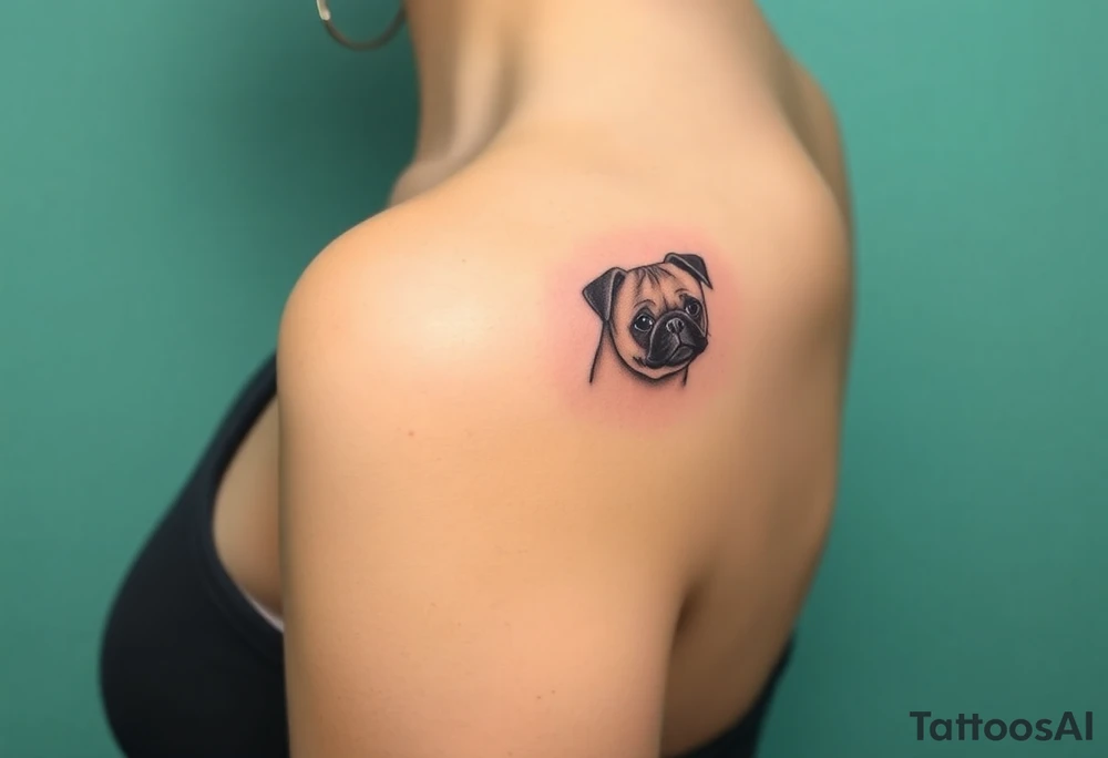 Small pug from behind tattoo idea