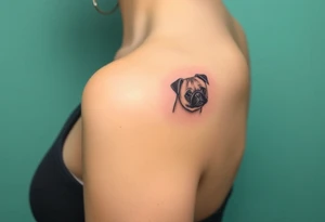 Small pug from behind tattoo idea