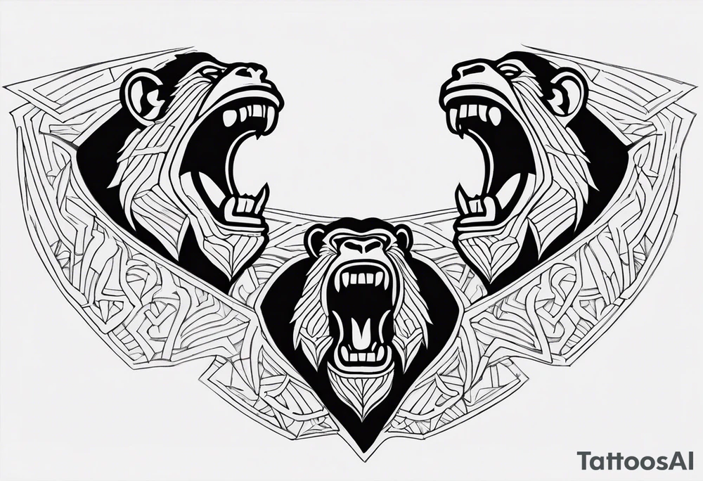 Screaming chimpanzees (chest piece) tattoo idea