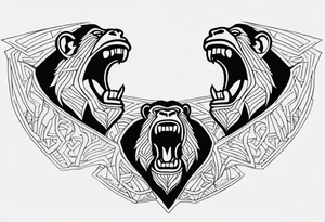 Screaming chimpanzees (chest piece) tattoo idea