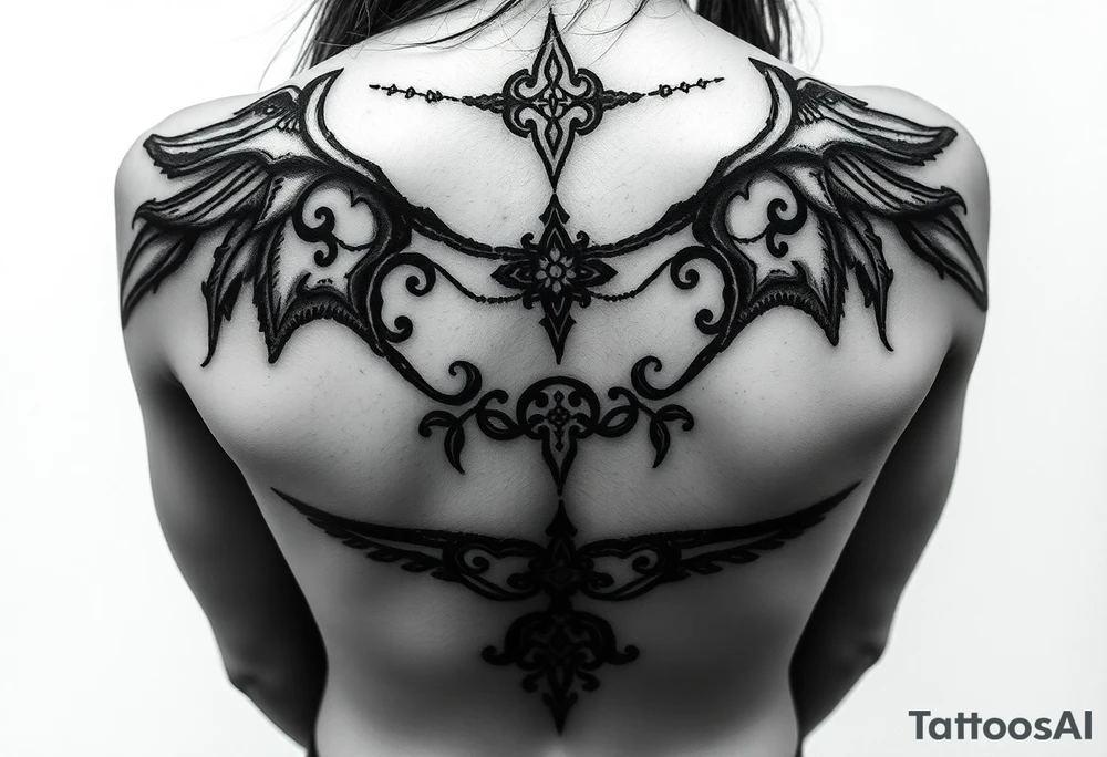 a banshee tatoo.. irish mythology. but taking a human form like a normal human girl

Lewd format.. .facing forward.. sexual bra and panties with trad irish symbols tattoo idea