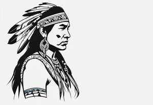 Native American with Bow tattoo idea