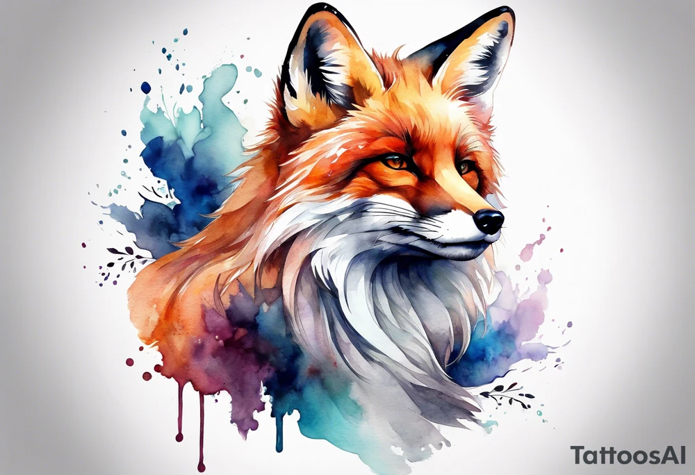 Watercolor fox tattoo idea
