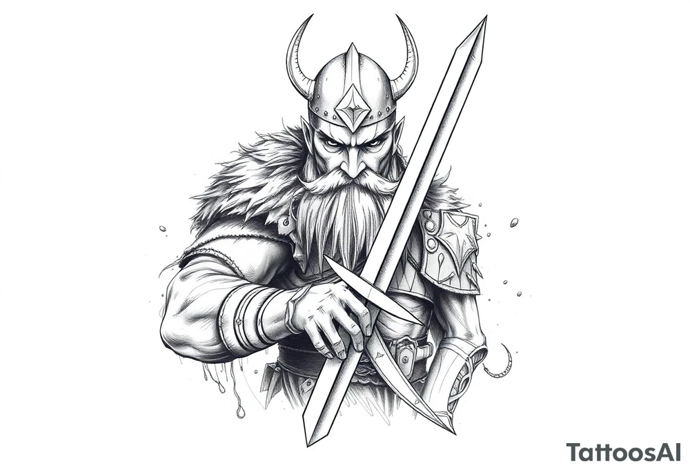 a viking with a sword. tattoo idea