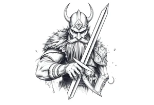 a viking with a sword. tattoo idea