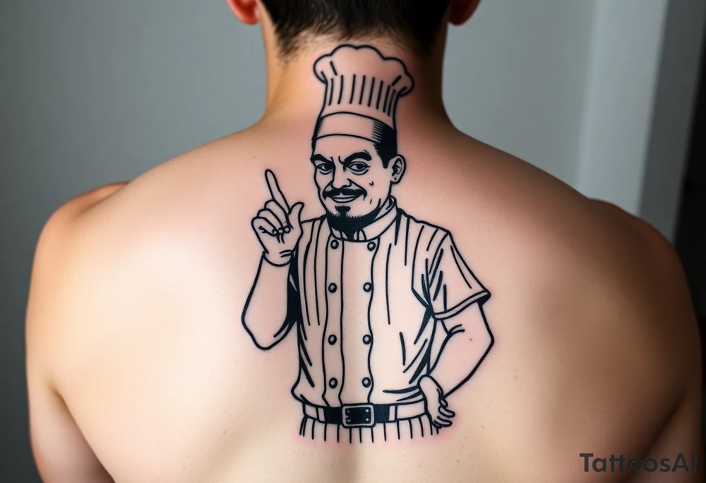 Culinary chef wearing a baseball umpire outfit tattoo idea