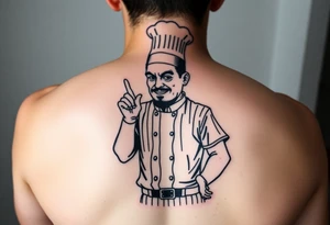 Culinary chef wearing a baseball umpire outfit tattoo idea