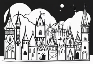 medieval tribal city tattoo idea