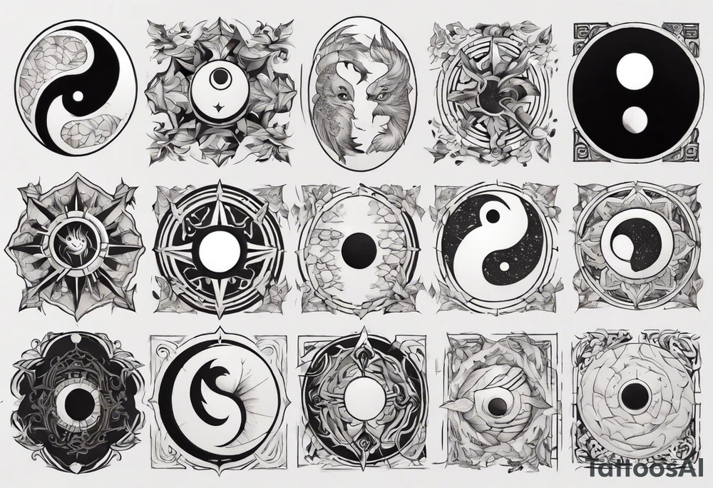 Stone with the style of ying and yang tattoo idea