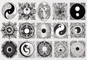 Stone with the style of ying and yang tattoo idea