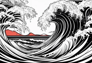 Waves background tattoo idea