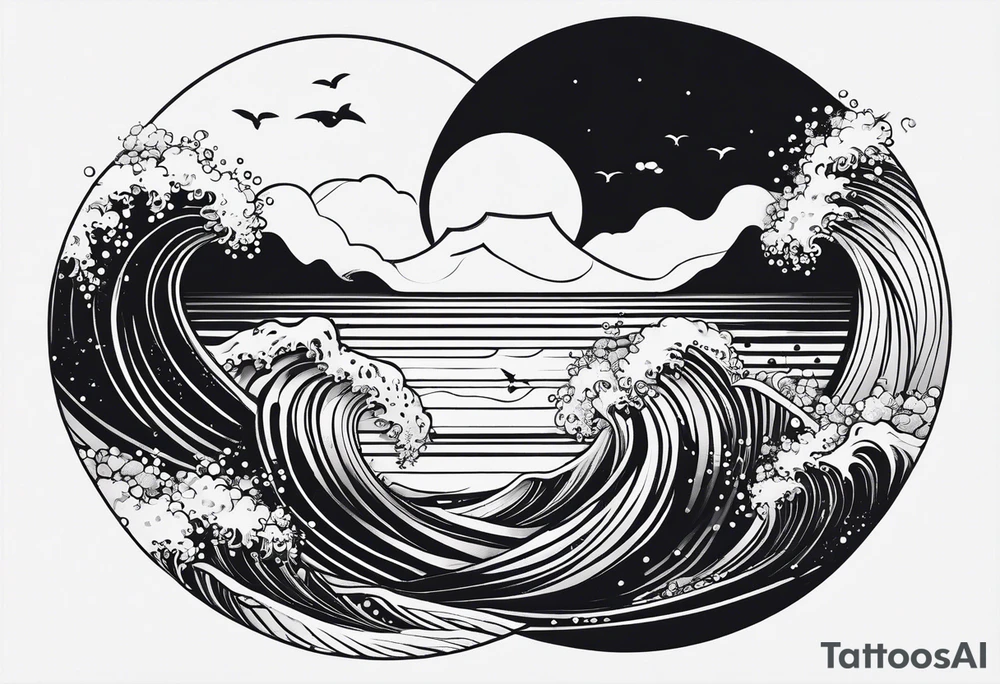 I want a tattoo of the ocean in a simple circle which is minimalistic tattoo idea