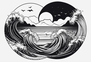 I want a tattoo of the ocean in a simple circle which is minimalistic tattoo idea