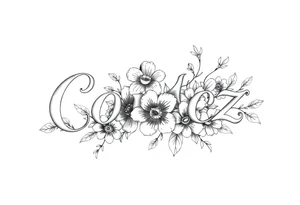The name Cortez with flowers tattoo idea