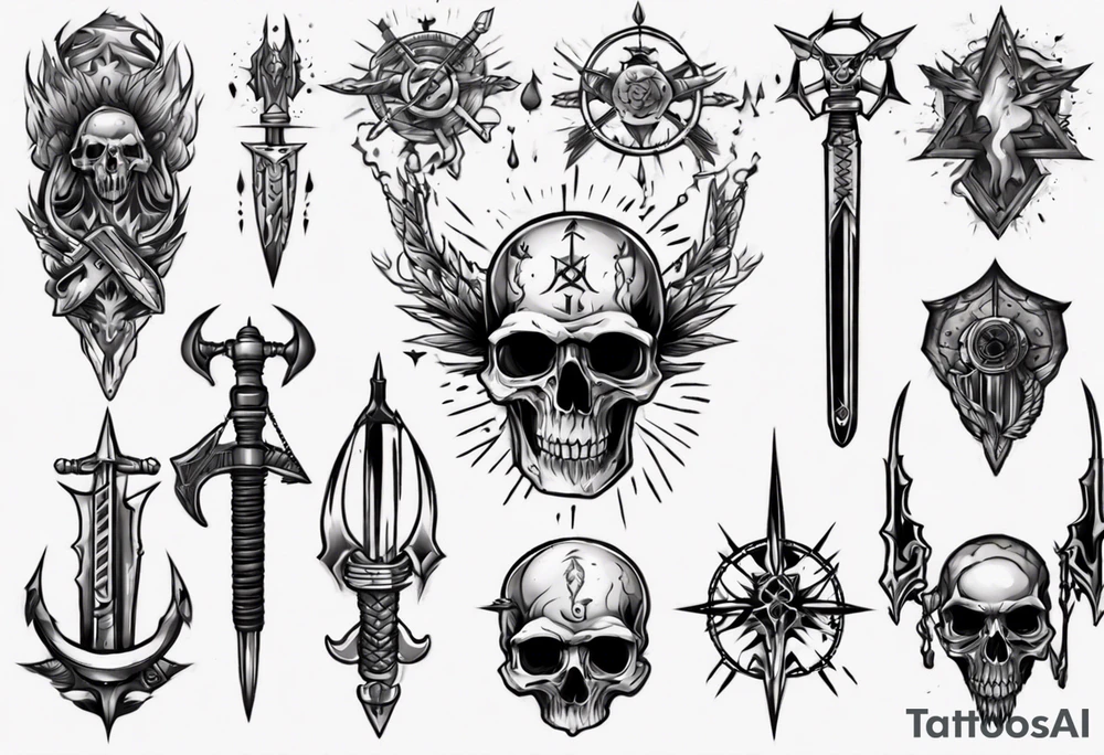 Cold weapons tattoo idea