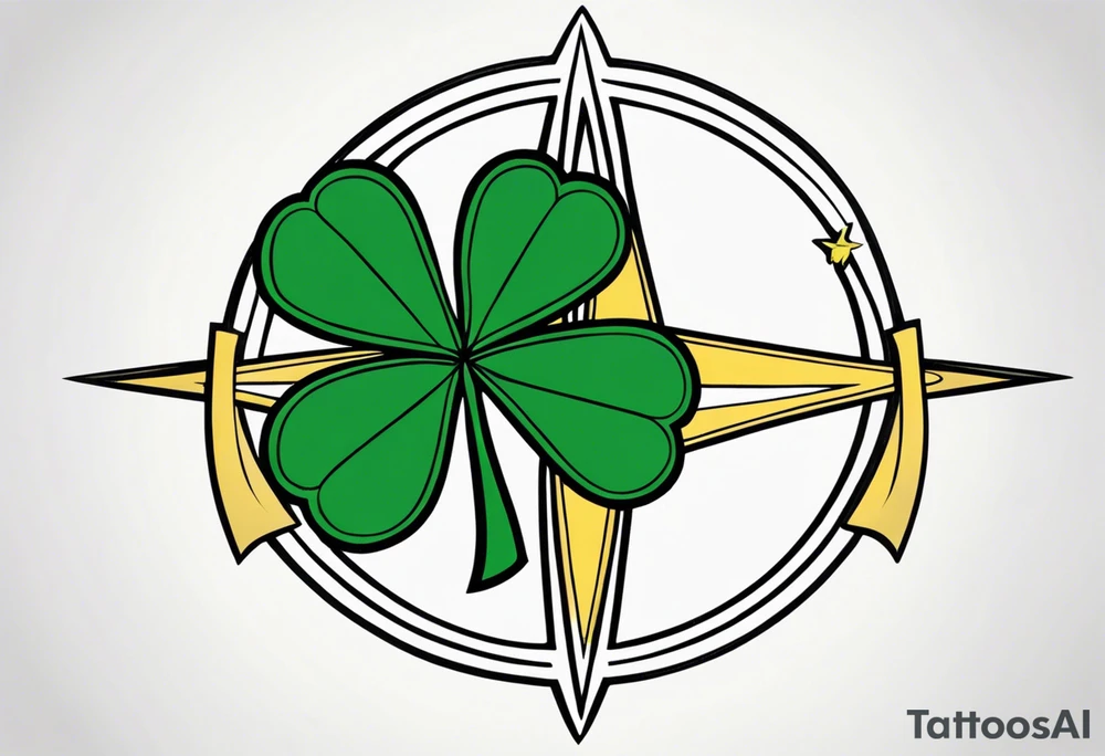 the star trek logo with a four leaf clover in the middle tattoo idea