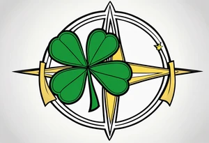 the star trek logo with a four leaf clover in the middle tattoo idea