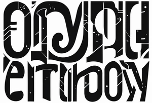 entropy word with a distorted or warped design. All black and without other components. Arial typography tattoo idea