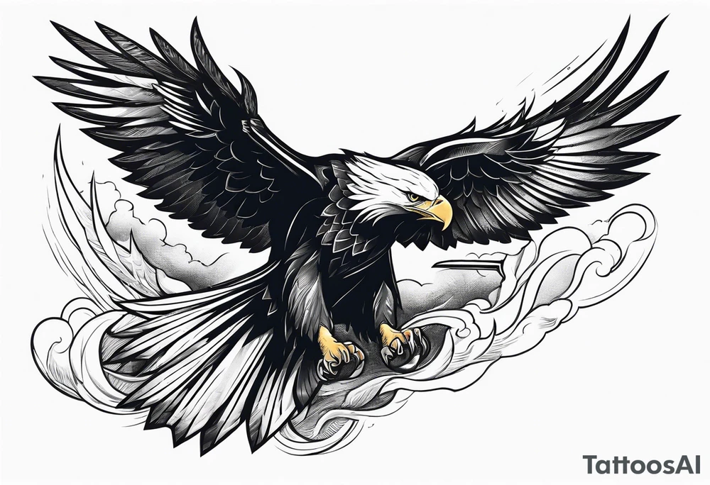 powerful majestic eagle swooping down into battle clutching sword tattoo idea