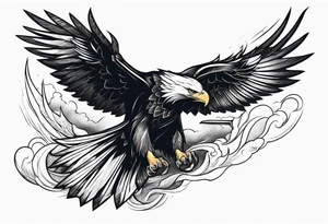 powerful majestic eagle swooping down into battle clutching sword tattoo idea