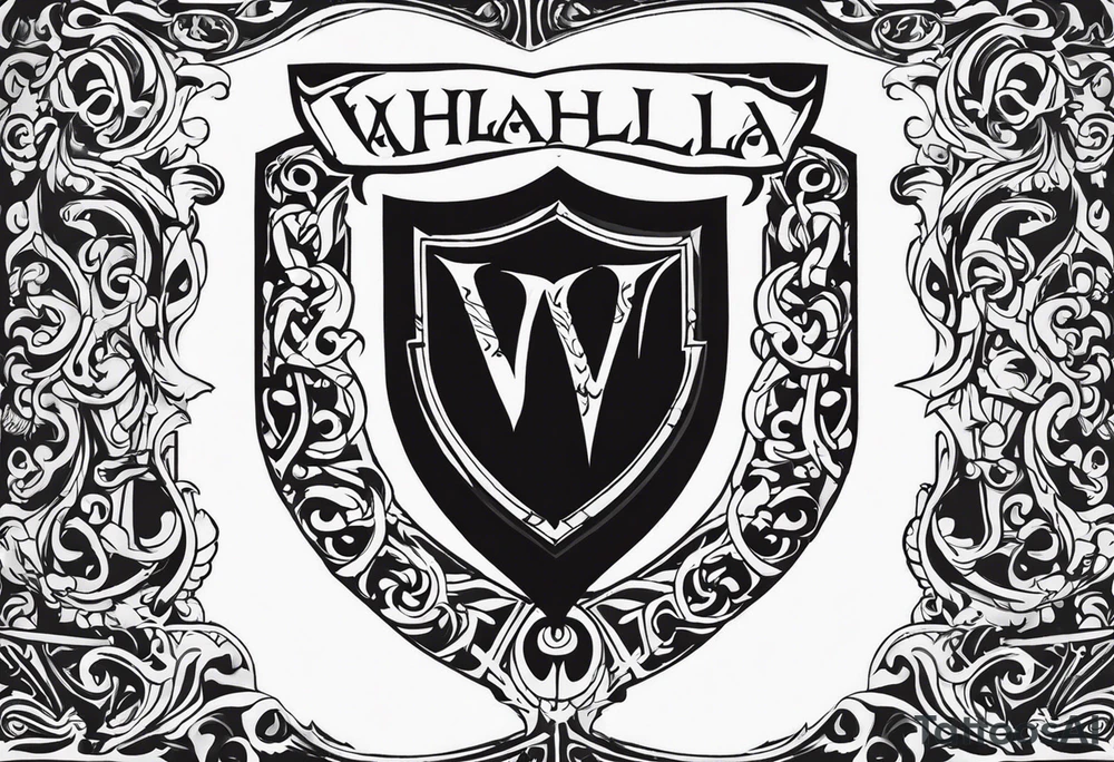 Valhalla shield sword tattoo idea