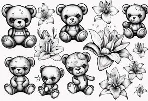 Teddy bear Lily space tattoo idea