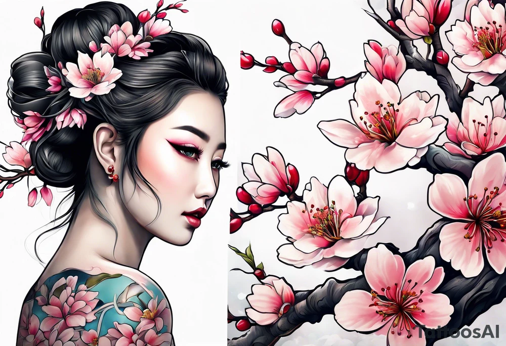 Shoulder cherry blossom tattoo idea