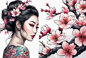 Shoulder cherry blossom tattoo idea