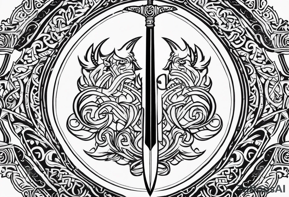 Valhalla viking 
Sword shield nordic pride tattoo idea