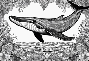 Breaching whale paisley tattoo idea