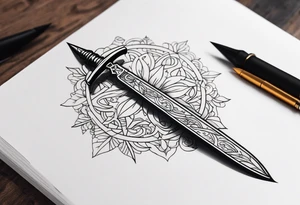 Book with dagger tattoo idea