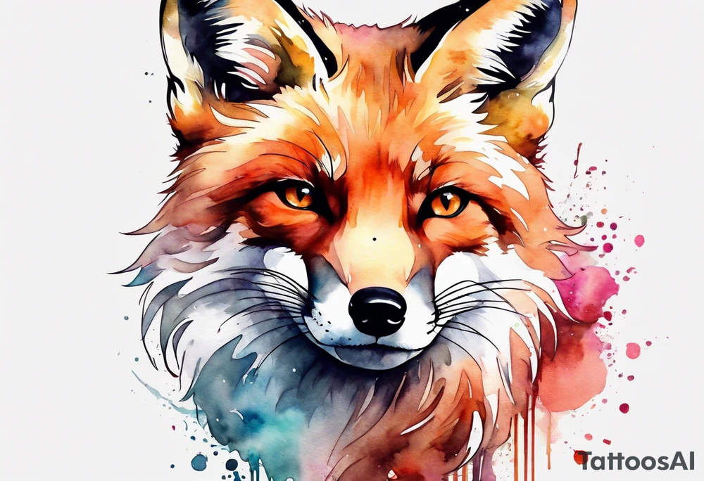 Watercolor fox tattoo idea