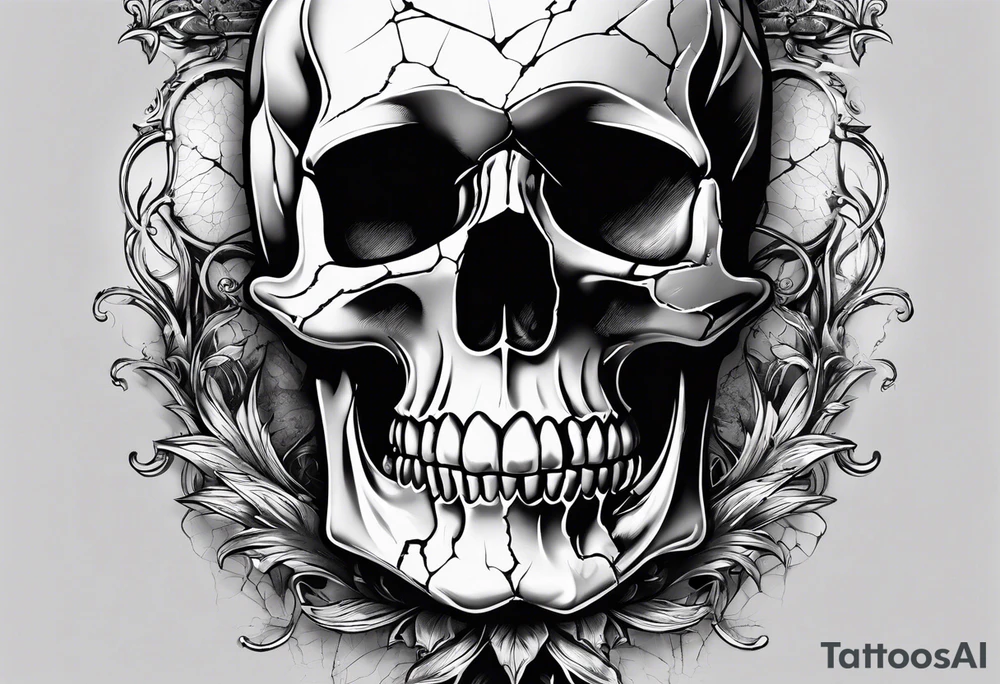 human skull cracked at the top bleeding into an hour glass tattoo idea