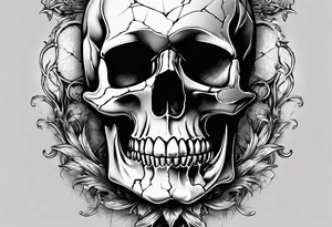 human skull cracked at the top bleeding into an hour glass tattoo idea