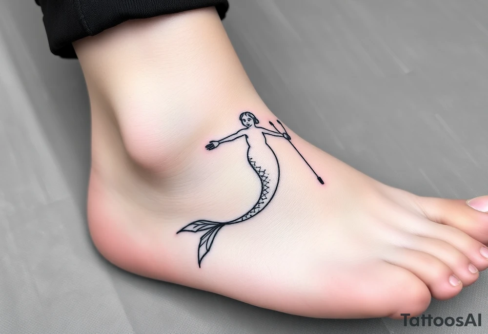 Mermaid with crutches tattoo idea
