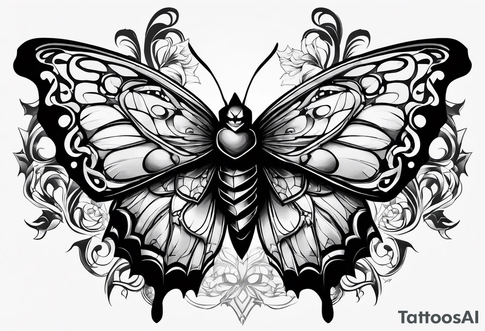 Butterfly with Batman logo tattoo idea