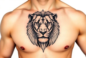 lion one one pec tattoo idea