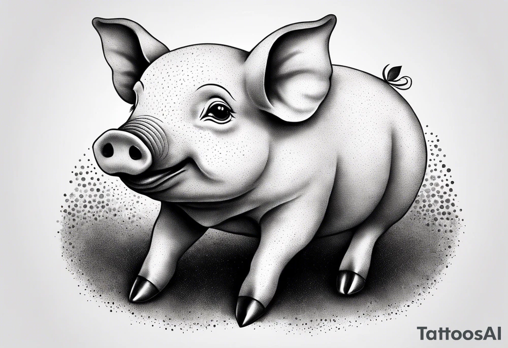 cute piglet.
with text: "friends not food" tattoo idea